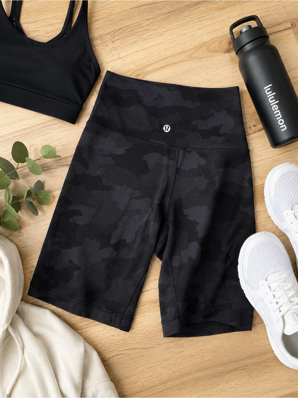 lululemon athletica Black Camo High-Rise Bike Shorts - Subtle Camo